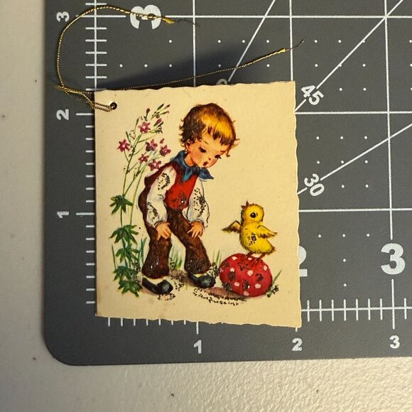 Vtg Easter Card Boy & Chick Design Kruger Made In Western Germany No. 560 - Picture 5 of 5